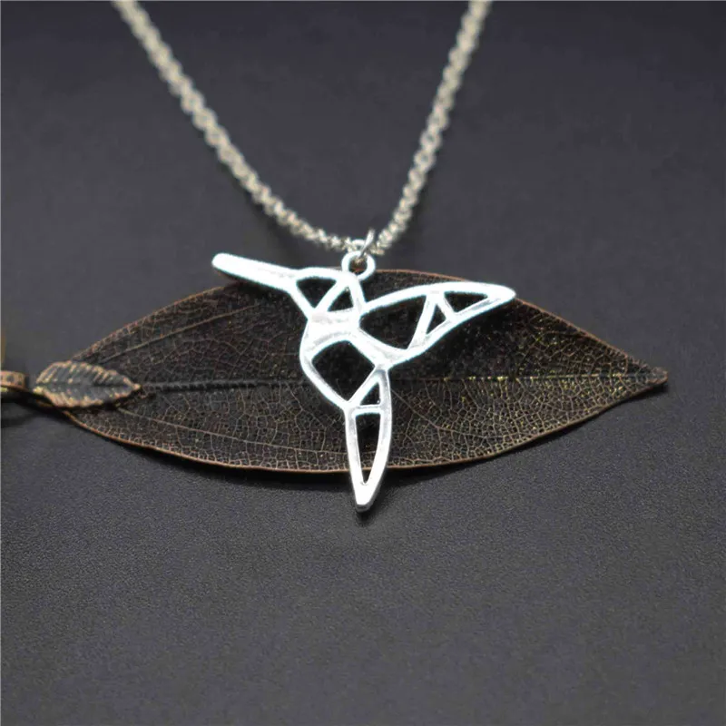 Elfin Pendant Necklaces Jewellery Women Silver-Color Trendy Origami Hummingbird New