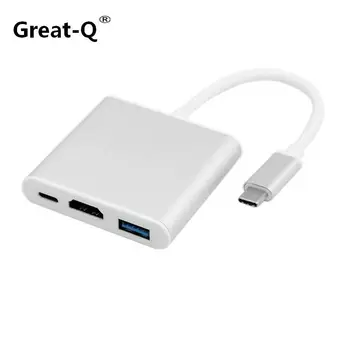 

Great-Q USB Type C To HDMI USB 3.0 Charging Adapter Converter USB-C 3.1 Hub Adapter for MacBook Pro Pixel Huawei Mate10 Samsung