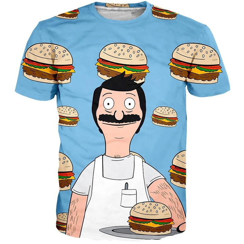 

YX Girl 2019 Summer Unisex Tops Tees BOB'S BURGER T-SHIRT For Men Women Short Sleeve O-neck T shirt Streetwear Dropship