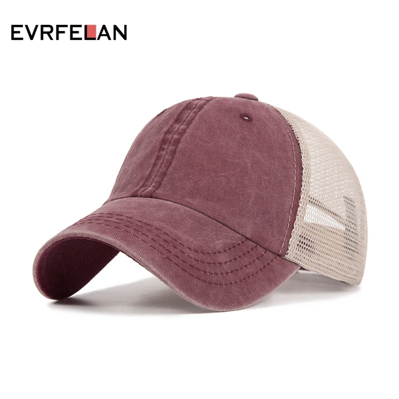

Evrfelan Summer Women Men Baseball Cap Solid Color Mesh Cap Hats Gorras Breathable Casual Hip Hop Wash Caps Dad Hat Casquette