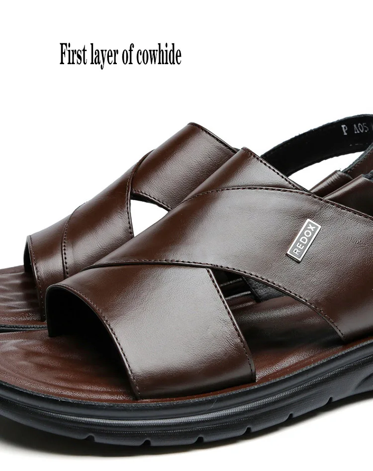 Leather Men's Sandals Summer Sandals Dual-use Men's Casual Cool Shoes First Layer Leather Men's Breathable Sandals And Slippers