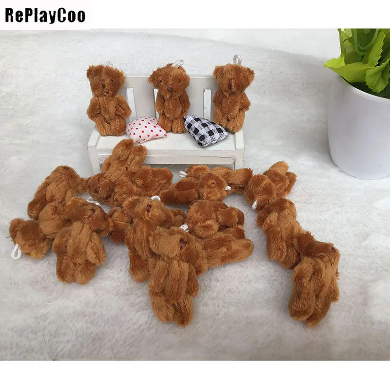 

100PCS/LOTMini Teddy Bear Stuffed Plush Toys Small Bear Stuffed Toys 4.5cm dark brown pelucia Pendant Kids Birthday Gift HMR003