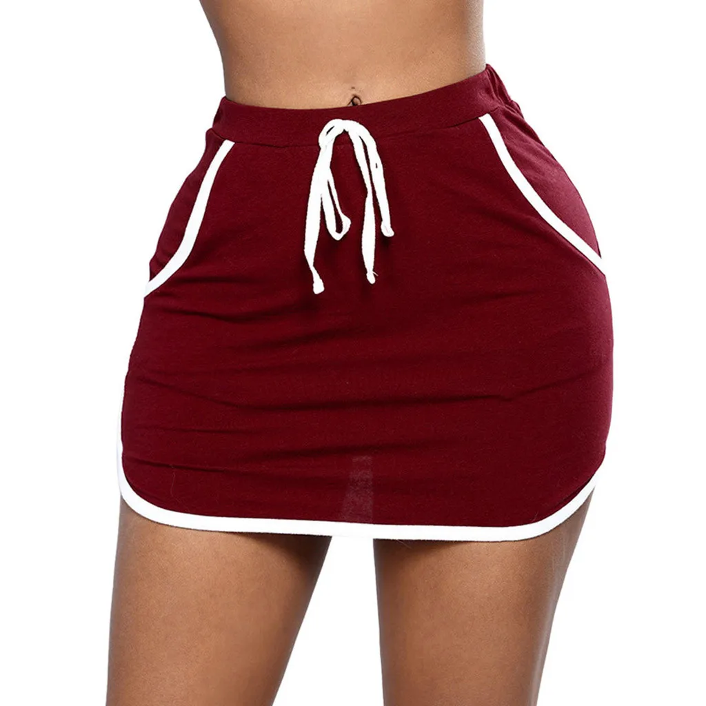 Rave Festival Женская облегающая юбка, женская сексуальная клубная мини-юбка, короткая Однотонная юбка с карманами и высокой талией, Z4 - Цвет: B