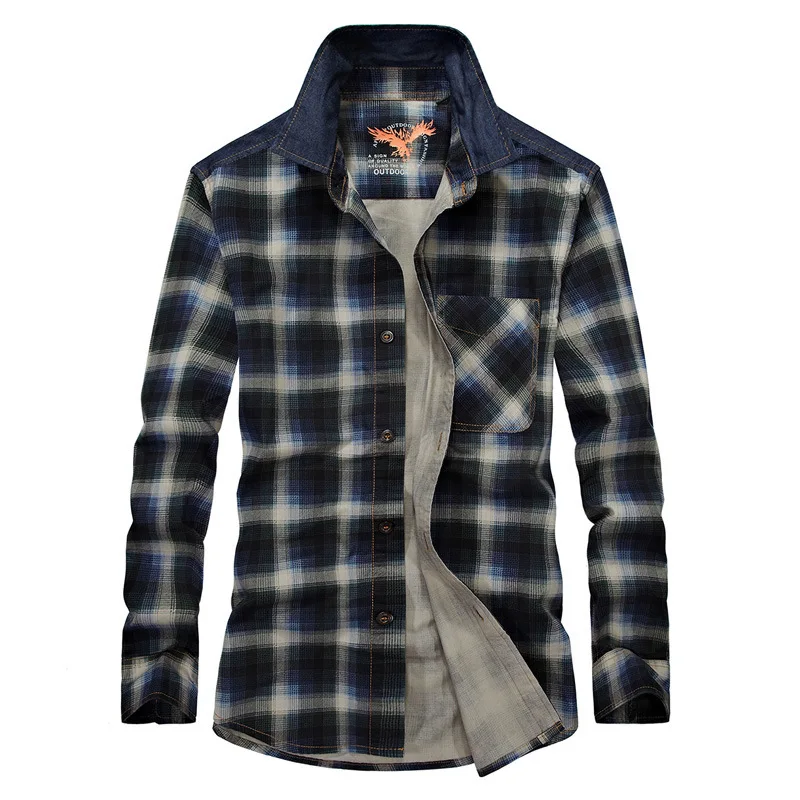 

New Brand Plaid Shirt Men Spring Military Casual Loose Mens Dress Shirt Big Size M-XXXL Chemise Homme Manche Longue Mens Shirt