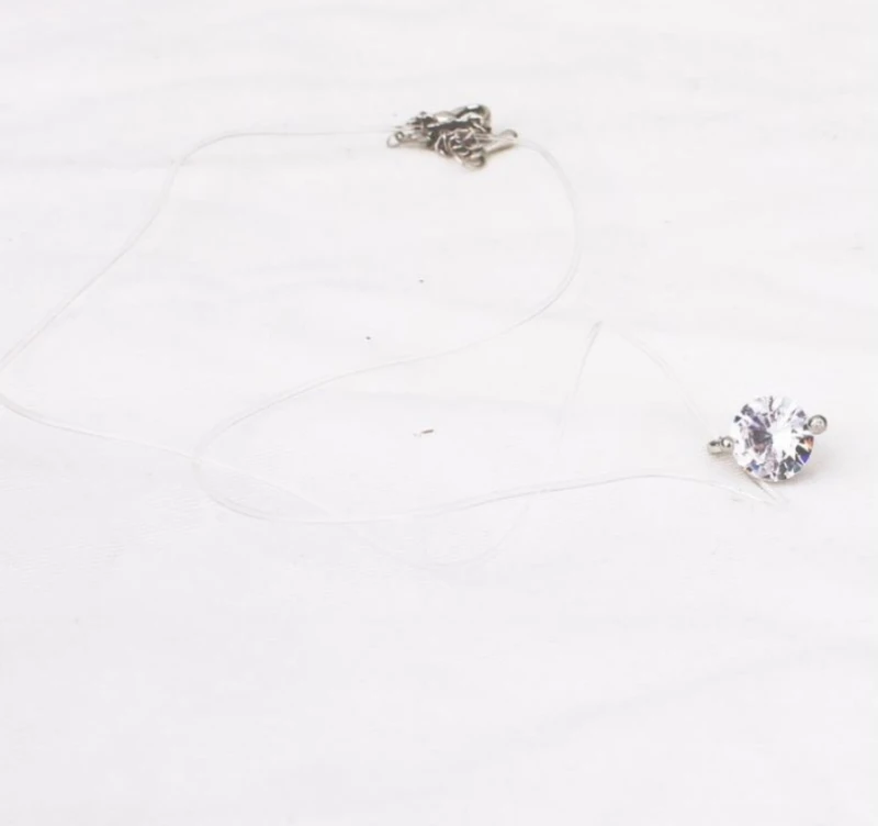Модные женские элегантные сверкающий циркон ожерелье ювелирные изделия простой кулон ожерелье Невидимый прозрачная леска ожерелье