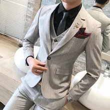 Новинка, мужская деловая одежда, профессиональный костюм, комбинезоны, Молодежные тонкие шаферы, Женихи, свадебное платье из трех частей