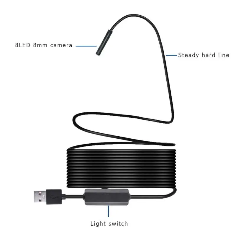 8 мм 8 светодиодный wifi эндоскоп камера HD 1200 P 1-10 м мини Водонепроницаемый Жесткий провод беспроводной бороскоп камера для Android для ПК ios эндоскоп