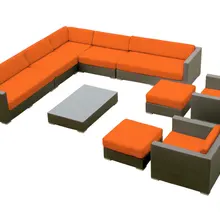 Торговая гарантия дизайн современный металл смолы плетеный необычный секционный диван комплекты