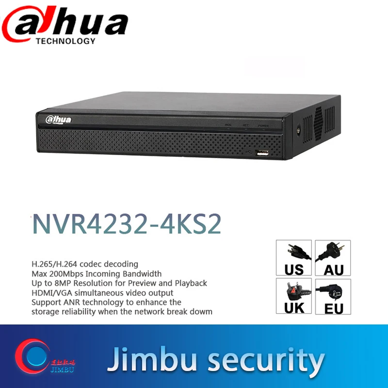 Видеорегистратор Dahua NVR 4K 32 канала стандартное разрешение H.265/H.264 до 8 Мп для