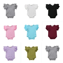 Одежда для новорожденных девочек; Ползунки с оборками и короткими рукавами; комбинезон; sunsuit; одежда От 0 до 2 лет; одежда для малышей