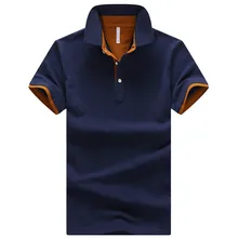Мужская хлопковая рубашка поло с коротким рукавом, Мужская рубашка поло, новая брендовая мужская повседневная приталенная Однотонная рубашка поло с коротким рукавом 4966