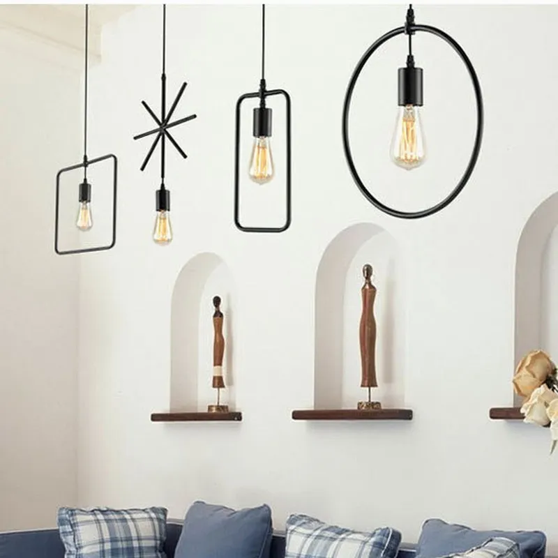 Us 20 61 30 Off Modern Loft Brief Hanging 2 Style Metal Wood Pendant Lamps Geometric Lighting E27 For Living Room Restaurant Lights Fixture In Us 20 61 30 Off Modern Loft Brief Hanging 2 Style Metal Wood Pendant Lamps Geometric Lighting E27 For Living Room Restaurant Lights Fixture In