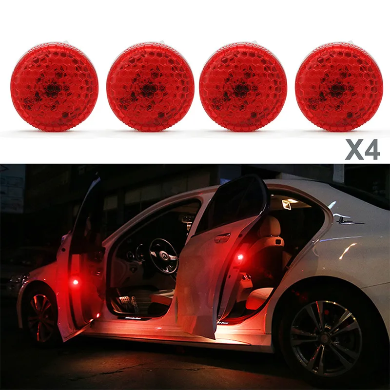 4x Автомобильный Дверной светодиодный Предупреждение ющий фонарь, безопасный мигающий сигнальный светильник против коллида для peugeot 308 peugeot 408 RCZ Citroen C4L Fiat Viaggio Ford - Испускаемый цвет: Красный