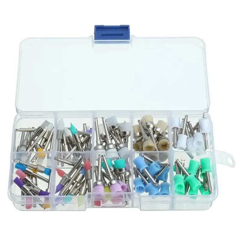 

100pcs/Set Dental Polishing Brush Polisher Rubber Cup Latch Nylon Bristles Brushes Dentist Mix Style Dental Teeth Prophylaxis