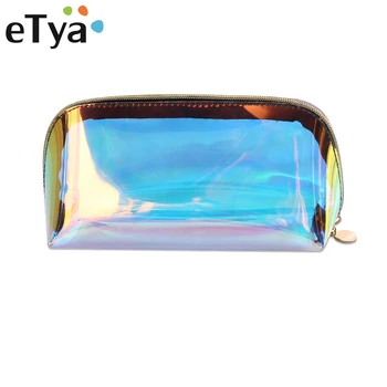 

eTya Transparent Laser Cosmetic Bag Fashion Women Makeup Pencil Case Make Up Pouch Waterproof Zipper Purse Bag Toiletry Cases