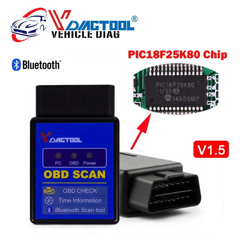 Prix pour Vdiagtool V 1.5 Bluetooth ELM 327 PIC18F25K80Version 1.5 OBD2 OBDII pour Android Couple Voiture Code Scanner Livraison Gratuite Prix pour Vdiagtool V 1.5 Bluetooth ELM 327 PIC18F25K80Version 1.5 OBD2 OBDII pour Android Couple Voiture Code Scanner Livraison Gratuite