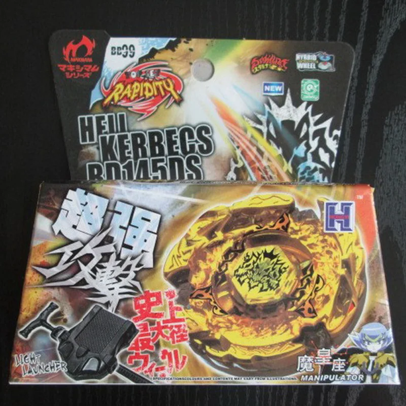 Beyblade Metal Fusion 4D Set BEYBLADE METAL FUSION GOLD HELL HADES KERBECS BD145DS LauncherKids Toys BB99
