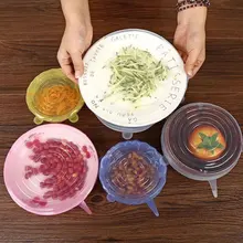 6 шт цветные силиконовые обертывания для сохранения свежести продуктов Многоразовые высокотянущиеся силиконовые пакеты для пищевых продуктов s крышка для кастрюли пищевая защита уплотнение товары для дома