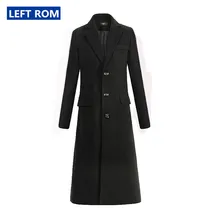 The new 2016 men men fine wool pure color social business longer trench coat / Male fine woolen cloth Wool & Blends coat jackets