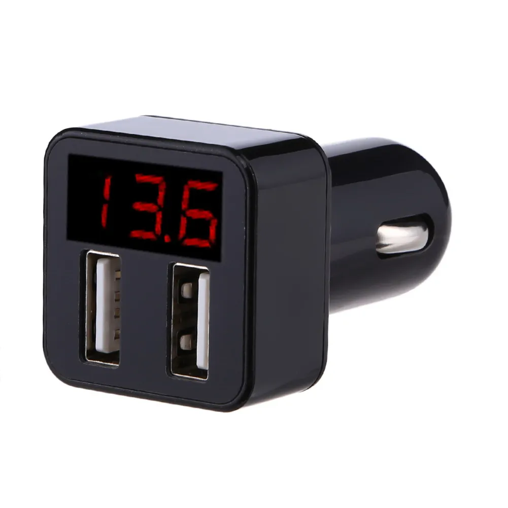 Alloet 4 In 1 Dual USB Car Charger Adapter, LED Voltage Tester