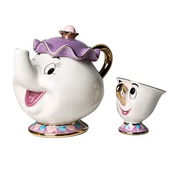 

Navidad Cartoon Beauty And The Beast Teapot Mug Mrs Potts Chip Tea Pot Cup One Set Nice Christmas Gift Free Shipping