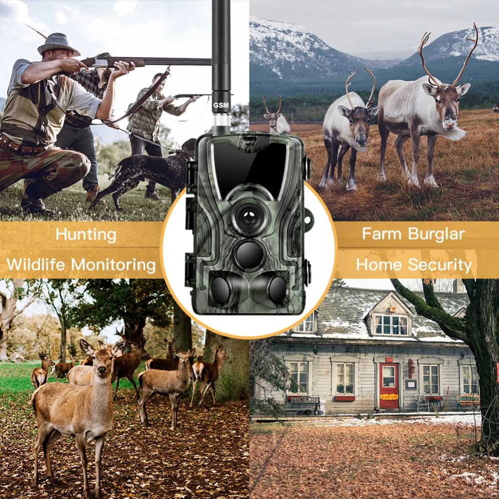 

1 Pcs 4G MMS Trail Camera 16MP 0.3S Trigger Photo Trap Infrared Night Vision Wildlife Hunting Surveillance Hunting Cameras