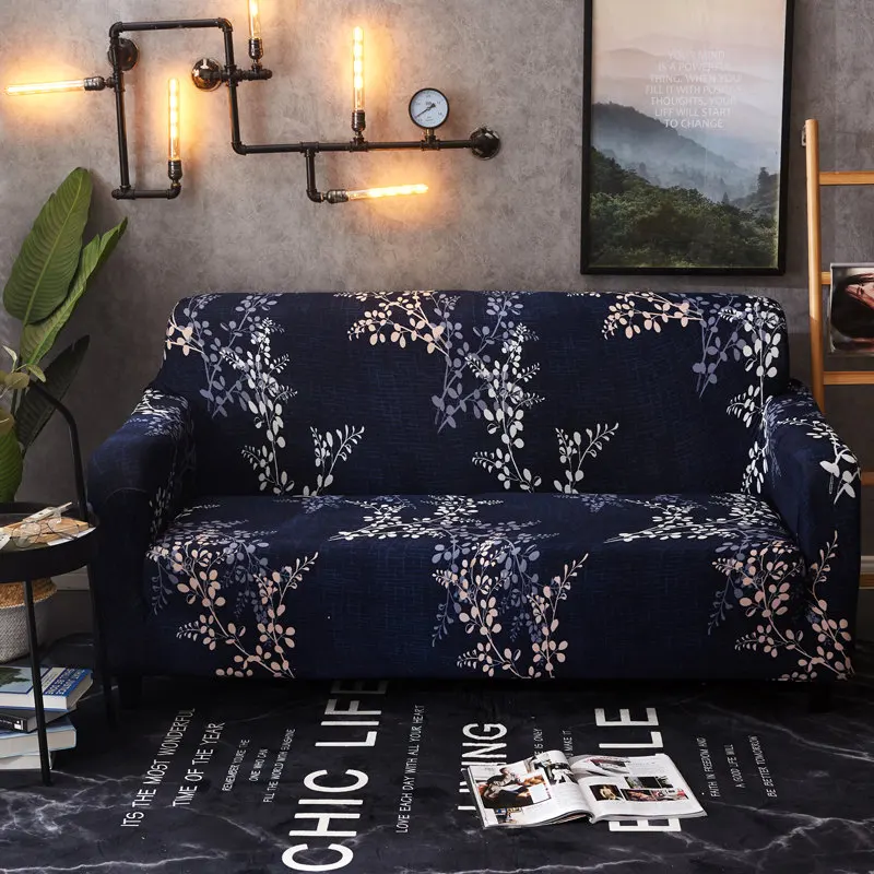 Спандекс секционные чехлы для диванов Большая гибкость эластичный чехол для дивана для гостиной Темный цветочный принт 3 сиденья cubre cover - Цвет: color 14