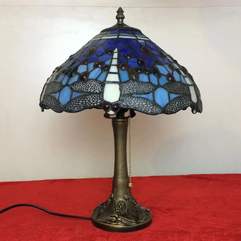 12 дюймовый Dragonfly абажур из витражного стекла настольная лампа Tiffany в стиле кантри