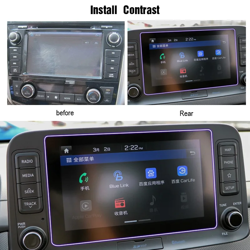 Для hyundai Kona Encino аксессуары 2018 2019 GPS навигационный экран стальная стеклянная