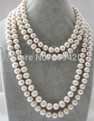 

~~ W&O656 >>Beautiful 83" 11mm natural white round freshwater pearl necklace