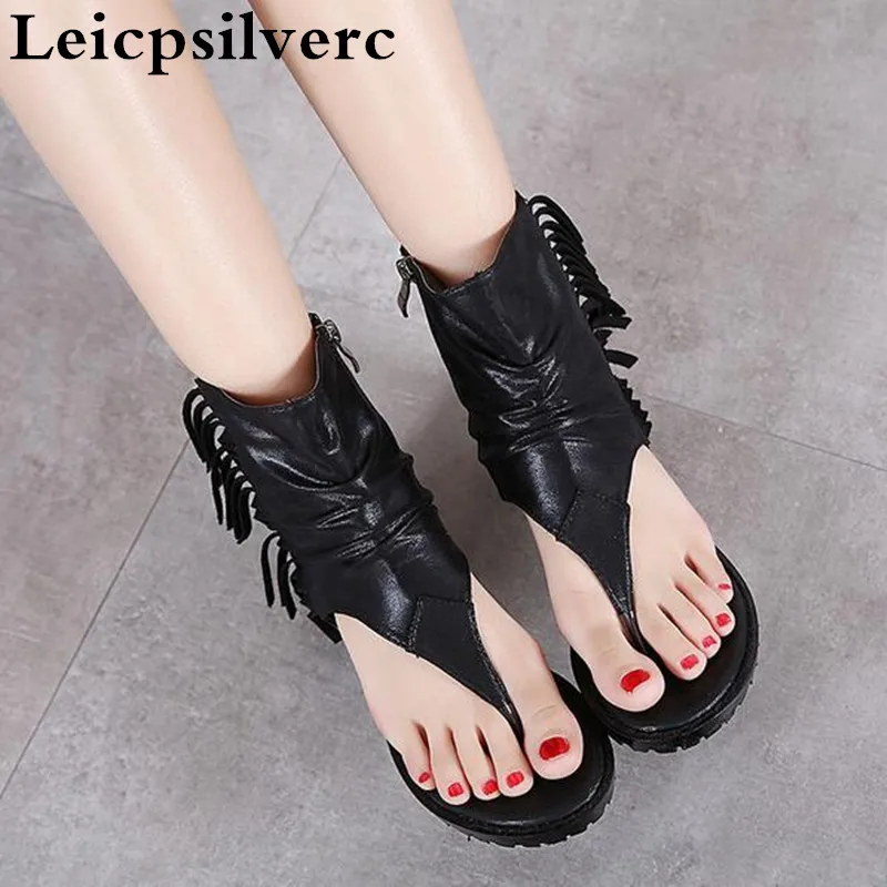 

Europe and the United States summer new style Rome women sandals fish mouth tassels high boots for women