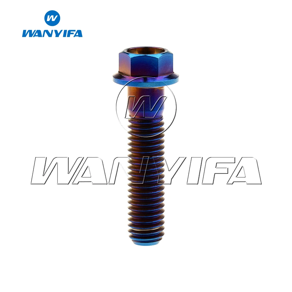 Титановый "Wanyifa" болты M8x 15 20 25 30 35, 40 45 50 55 60 65 мм болты с шестигранной головкой фланцевой болт мотоцикла тормозной диск Винт - Цвет: Синий