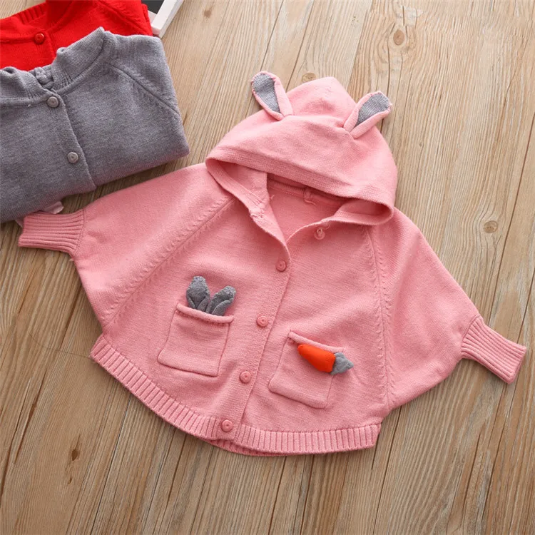  Fanfiluca Girls Sweater Hooded Batwing Sleeve Cardigan Cartoon Cute 2018 Autumn Winter Toddler Girls Cardigan New Year Costume 2
