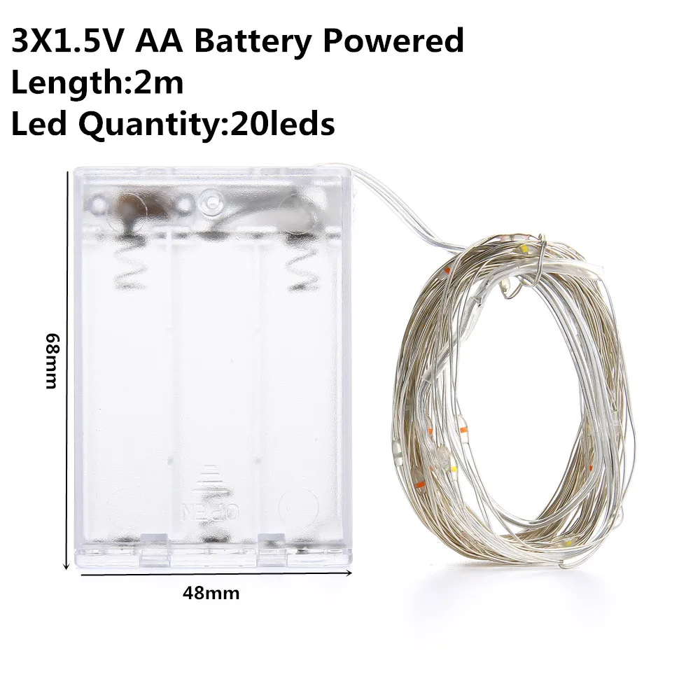 2m AA battery Светодиодная лента светильник DC5V AA батарея CR2032 Питание от USB 10 м гирлянда светильник s праздник Ligting Рождество год вечерние свадебные украшения - Испускаемый цвет: 2m AA battery