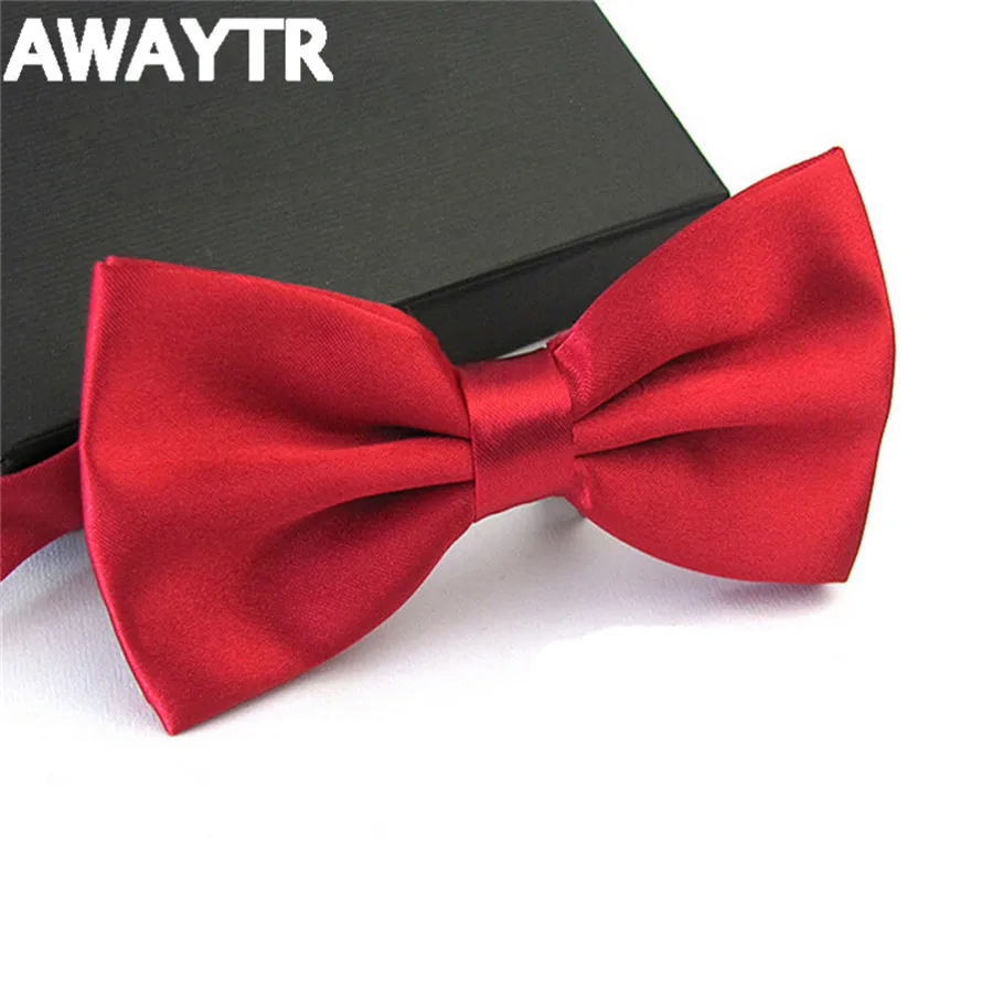 Мужские галстуки бабочки AWAYTR черные шелковые одноцветные регулируемые 2018|color bow