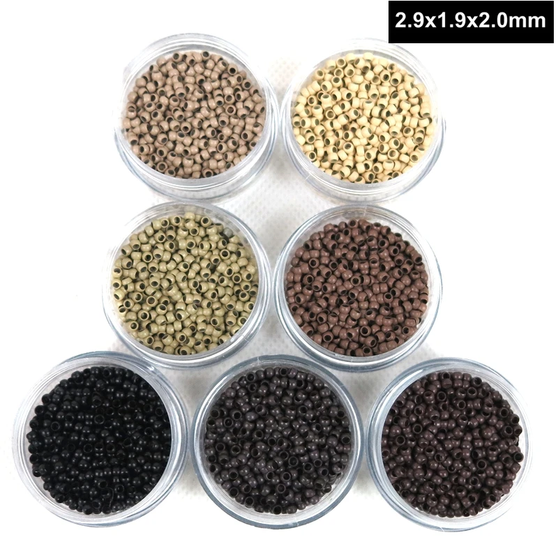 

HARMONY 7000 Pieces 7 Colors 2.9x1.9x2.0mm Copper Nano Beads Rings without Silicone for Nano Ring Hair Extensions