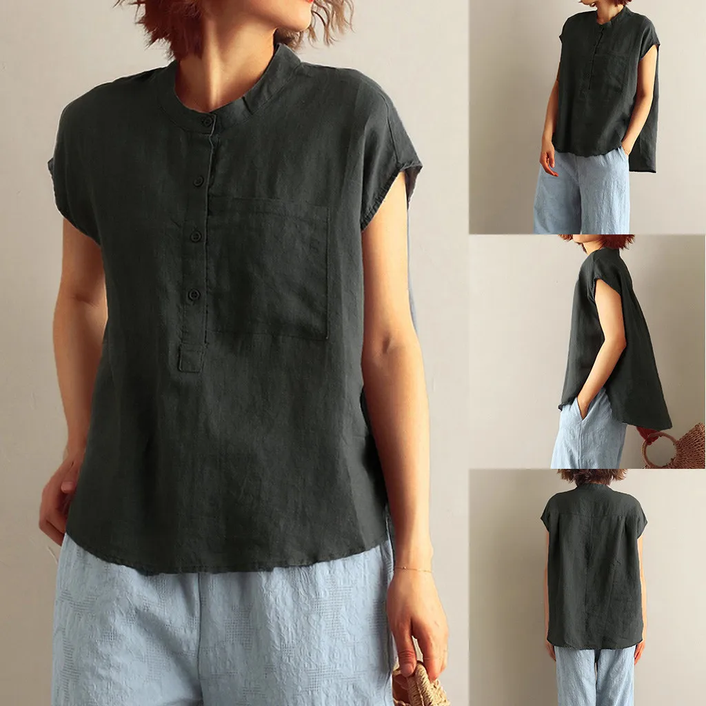 

women 2019 New Women's Ladies Sleeveless Solid O-neck Summer Shirt Pullover Tops mujer de moda