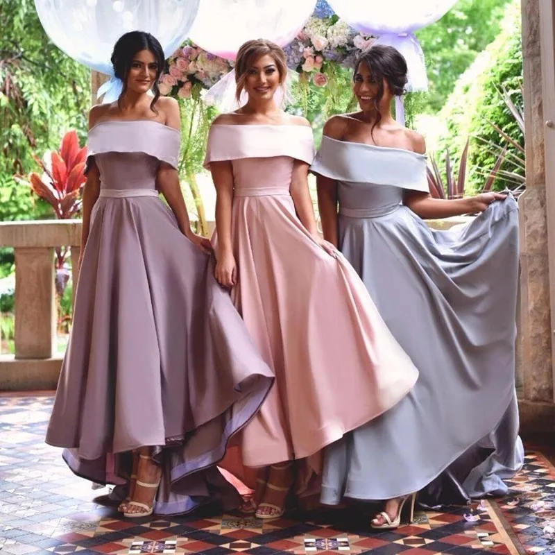 vestido madrinha Off the Shoulder High Low font b Bridesmaid b font font b Dresses b