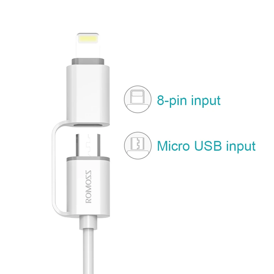 Оригинальный ROMOSS 2 в 1 Зарядка через usb кабель м 2A для iPhone 7 зарядки и синхронизации