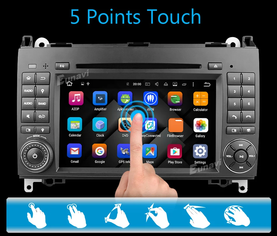 Top Eunavi 2 Din Android 8.0 Octa 8 core Car DVD Player For Benz Sprinter Vito W169 W245 W469 W639 B200 Radio GPS WiFi 4G RAM 4GB 7