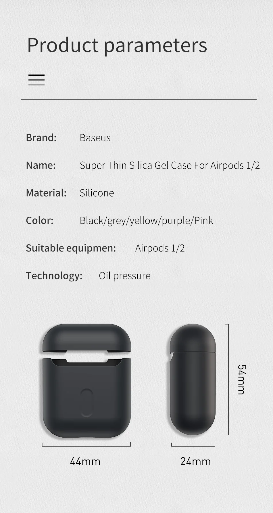 Baseus Super Thin Silica Gel Case For Airpods 1/2 Wireless Bluetooth Earphone Case For Airpods 2019