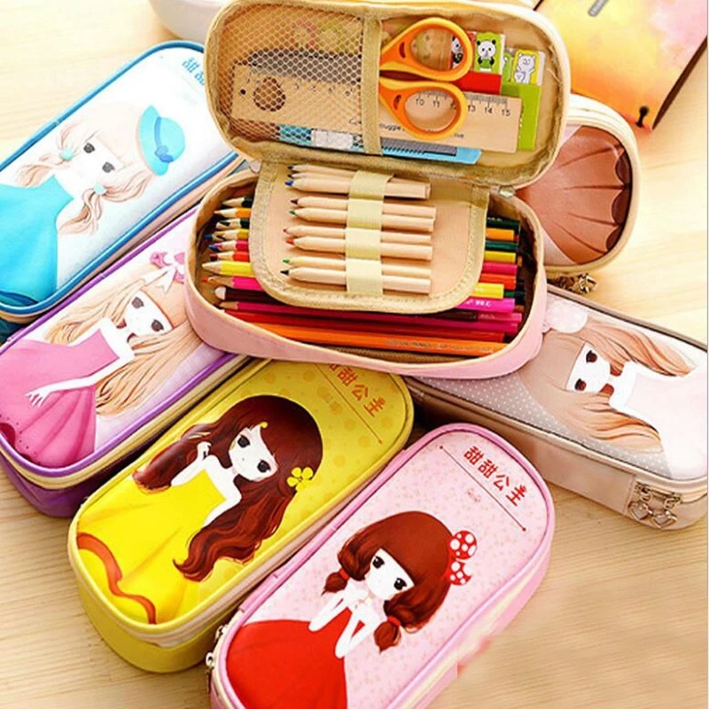 Buy PU Waterproof Pencil Case Cute Pink Multifunction