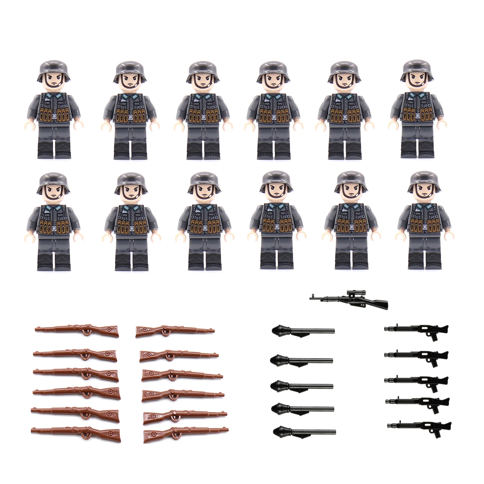 

WW2 German Soldier Action Figure Building Blocks Weapon 98K MG42 Gun SWAT City Police Brick Toys For Boys Compatible Military