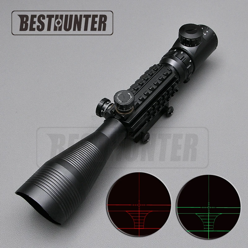 

Tactical Hunting Riflescope 4-12X50 EG Optical Rifle Scope Red Green Dual illuminated w/ Side Rails & Mount For Airsoft