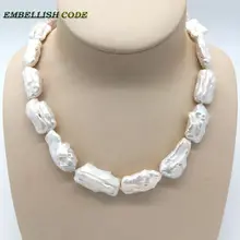 Летнее жемчужное ожерелье в стиле барокко, Необычные Квадратные белые жемчужины, натуральный культивированный жемчуг, элегантные ювелирные изделия для женщин