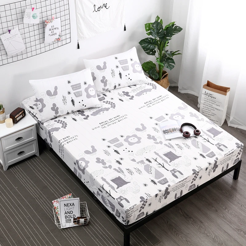 MECEROCK 3pcs Polyester Bedding Set Fitted Sheet Set with Pillowcase