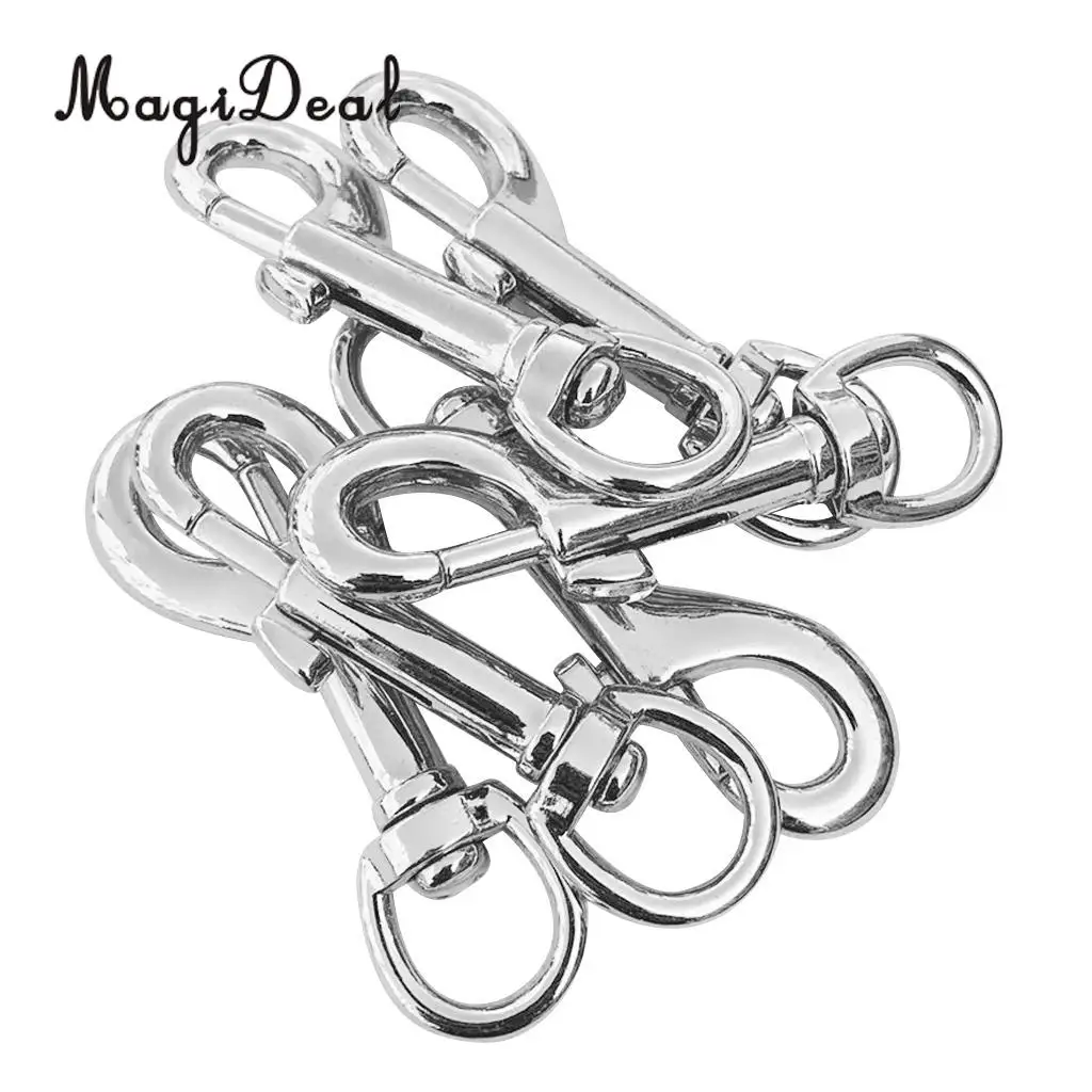 MagiDeal Heavy Duty 6Pcs/Lot 78mm Swivel Clip Snap Hook Tools for Keychains Dog Lead Leather Marine Industry Supply Gold/Silver