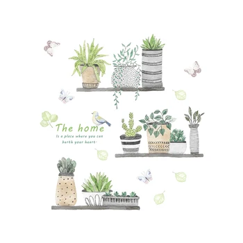 

Garden Plant Bonsai Flowers Butterfly Wall Stickers For Room bedroom Accessories Kitchen Decals DIY Mural Art Home Decor