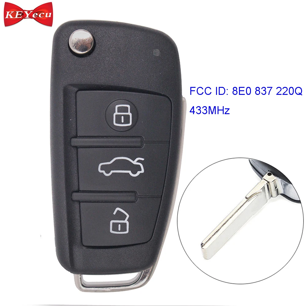KEYECU for Audi A6L Flip Keyless Entry Remote Control Car Key Fob