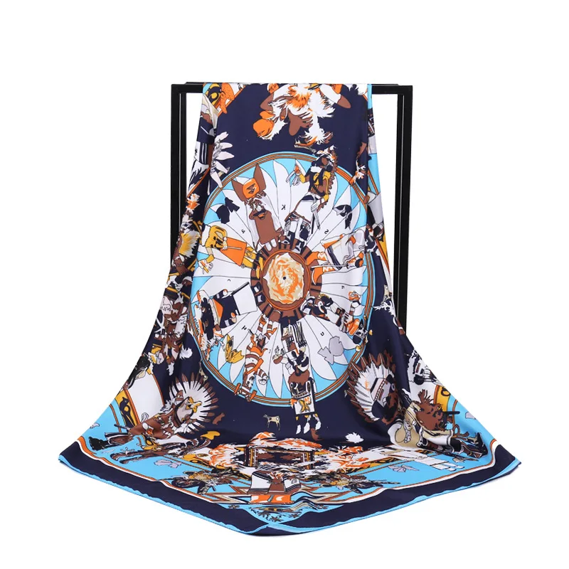 

New Arrival Fashion Women soft satin brand scarf / mythology Printed quare silk scarves 100cm / Gifts Wholesale